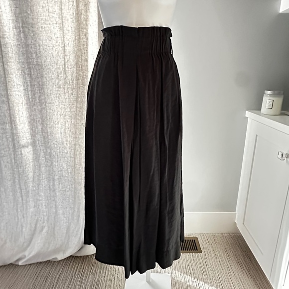 Ruti Pants - RUTI Soft Flowy Wide-Leg Black Paperbag Ankle Pant Sz S